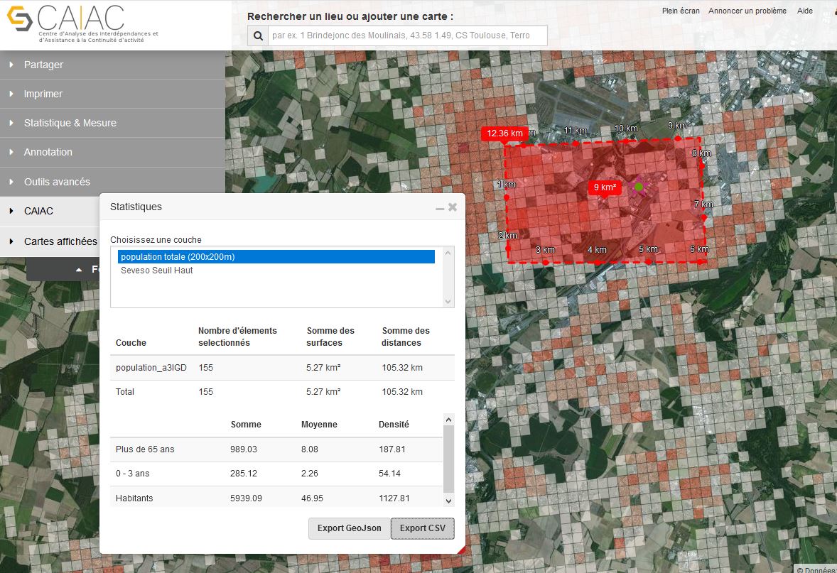 Statistique population autour usine CEVESO